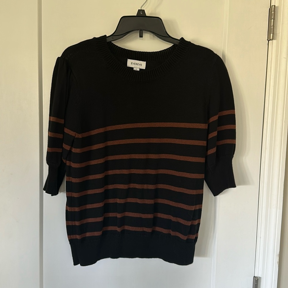 Evereve Black and Brown Striped Sweater